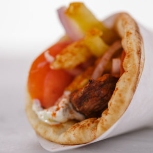 Pork Skewer Pita Wrap